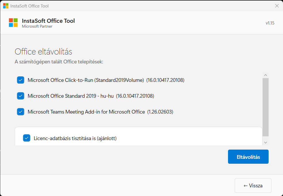 Office eltávolítás
